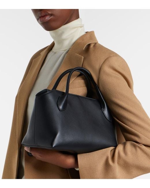 The Row Black Terrasse Medium Leather Top-Handle Bag