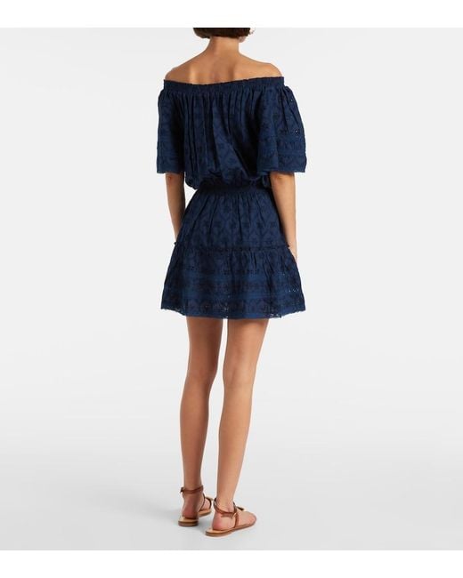 Melissa Odabash Blue Micha Broderie Anglaise Cotton Minidress