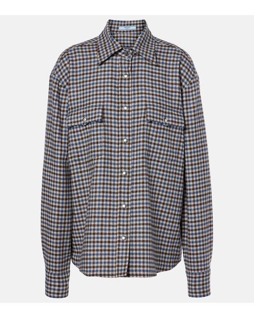 Prada Gray Checked Wool Shirt