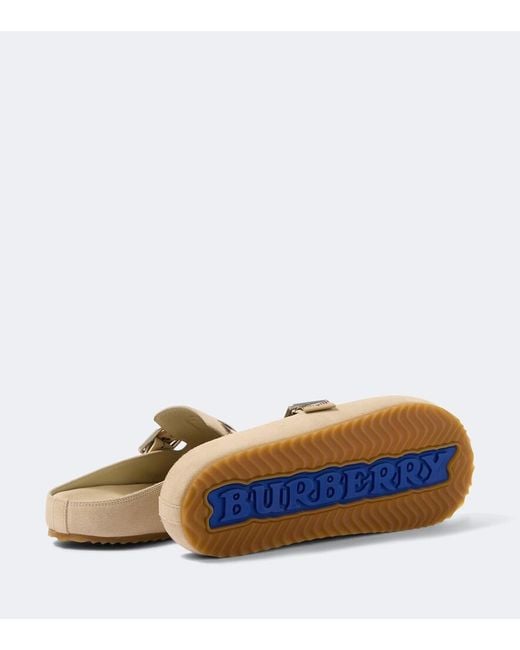 Burberry White Urchin Suede Clogs for men