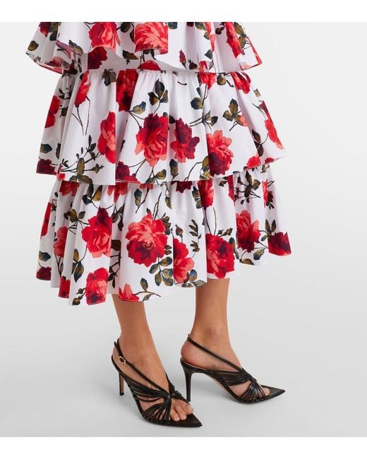 Carolina Herrera Red Kleid Aus Einem Baumwollgemisch