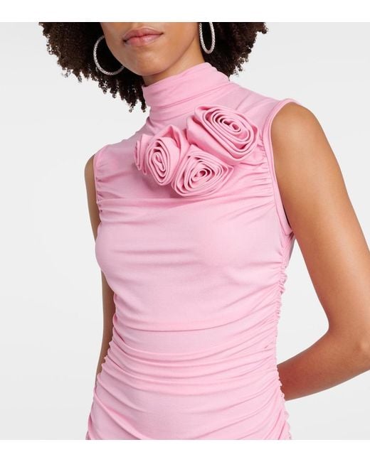 Magda Butrym Pink Floral-Applique Jersey Midi Dress