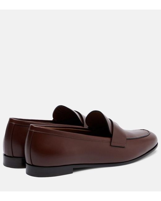 Max Mara Brown Embellished Leather Penny Loafers