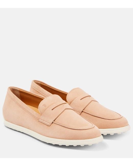 Tod's Natural Gommino Suede Loafers