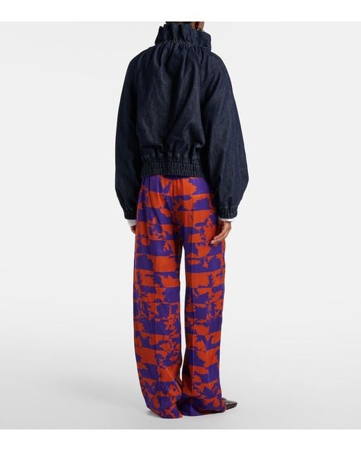 Dries Van Noten Red Printed Wide-Leg Pants