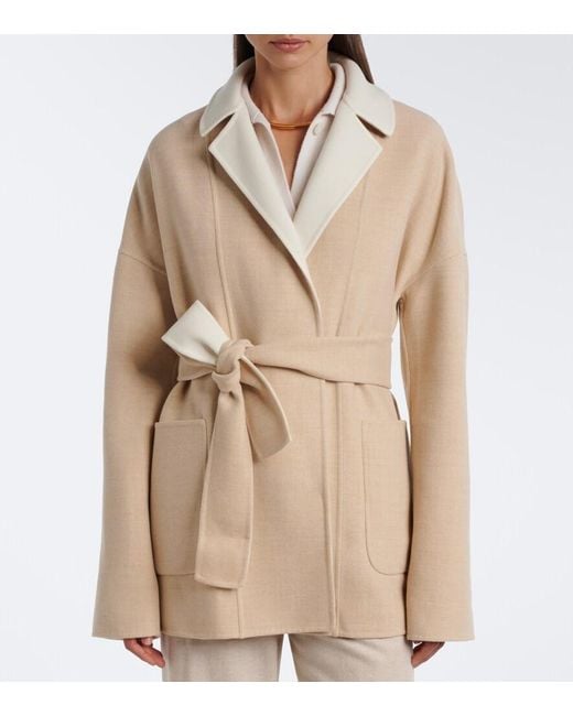 Eleventy Natural Reversible Wool Wrap Coat