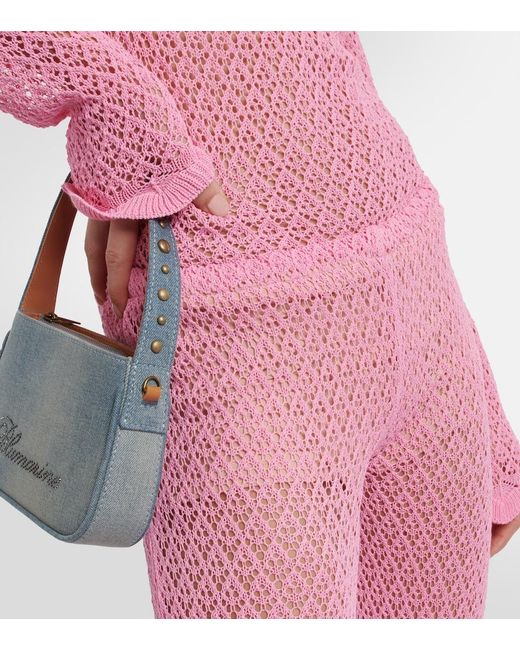 Blumarine Pink Crochet Flared Pants