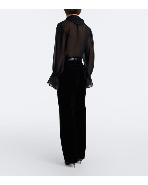 Blazé Milano Black Fox Pleated Cotton Velvet Straight Pants
