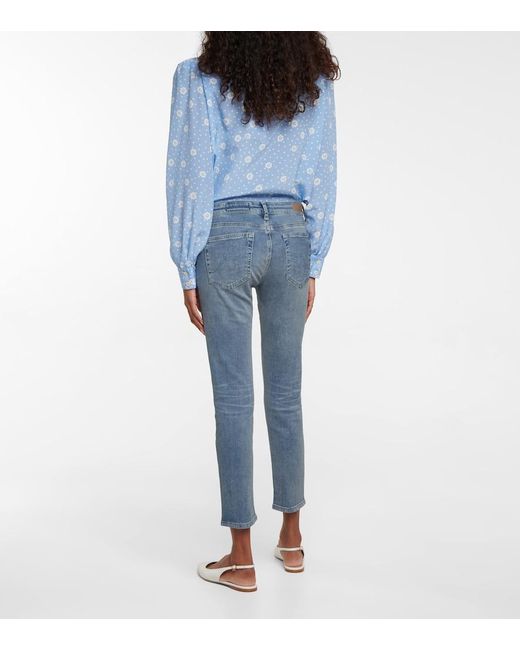 AG Jeans Blue Prima Crop Mid-rise Skinny Jeans