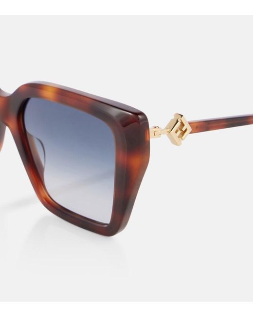 Fendi Blue Ff Diamonds Cat-Eye Sunglasses