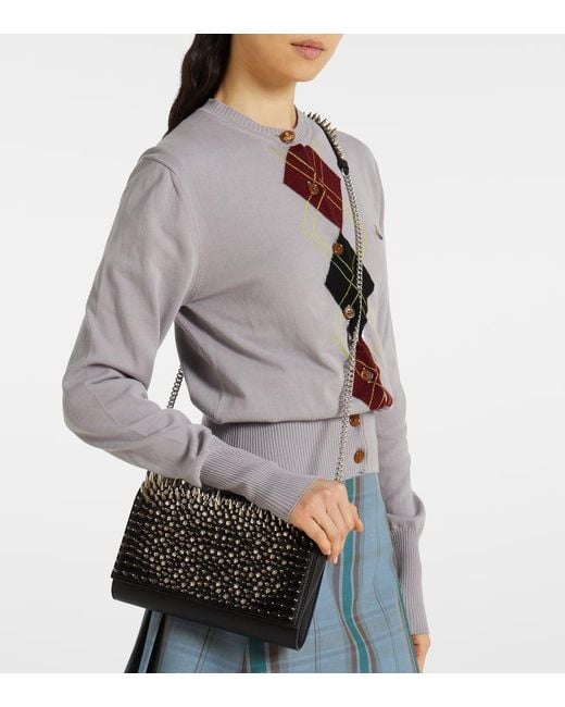 Christian Louboutin Black Verzierte Clutch Paloma Aus Leder