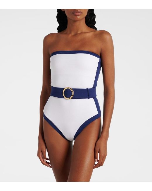 Alexandra Miro Blue Whitney Belted Swimsuit