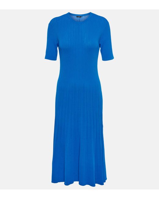 Joseph Blue Ribbed-knit Midi Dress