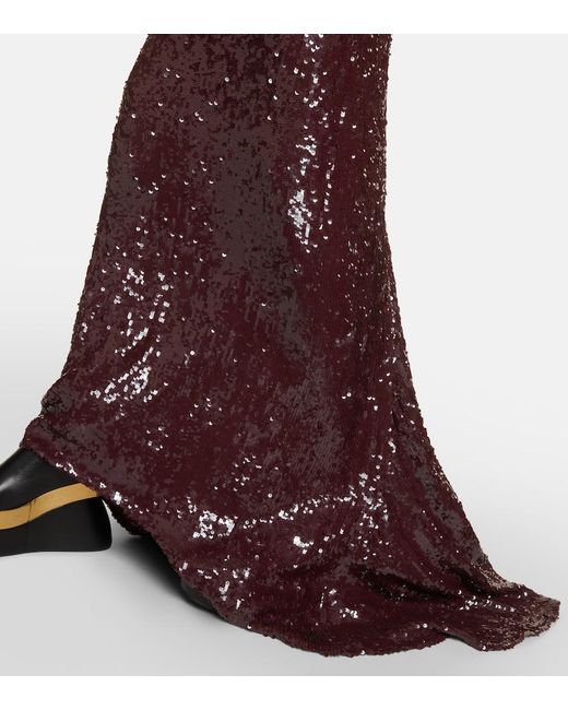 Dries Van Noten Purple Sequined Jersey Maxi Skirt