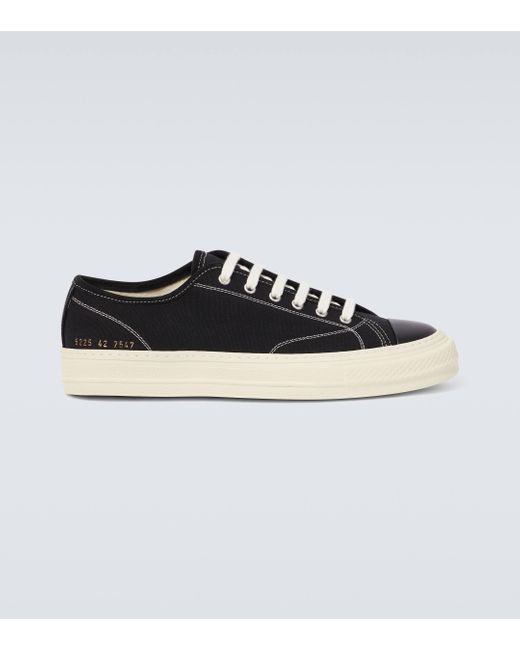 Common Projects Black Tournament In Canvas Leather-trimmed Sneakers for men