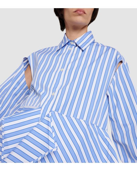 J.W. Anderson Blue Striped Peplum Cotton Shirt