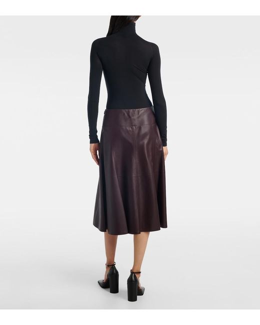 Alaïa Purple Low-Rise Leather Midi Skirt