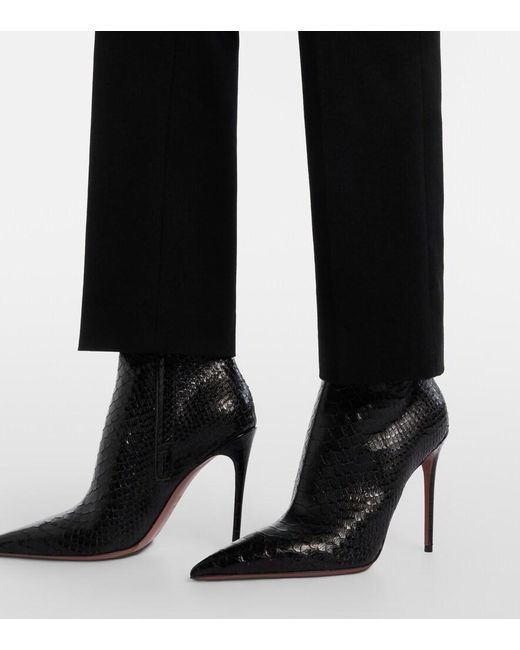 Paris Texas Black Vera 105 Snake-Effect Leather Ankle Boots