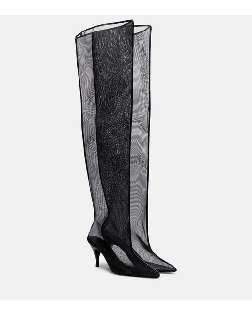 Herbert Levine Black Drawing A Blank 80 Mesh Knee-High Boots
