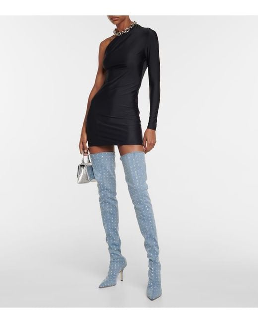 Paris Texas Blue Holly Mama Denim Over-The-Knee Boots