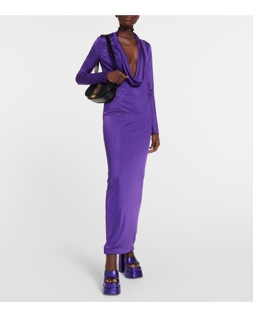 Versace Purple Medusa Aevitas Leather Platform Sandals