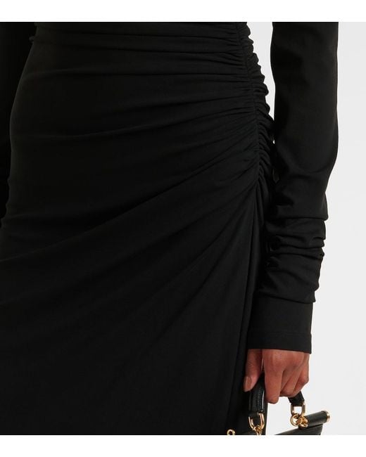 Dolce & Gabbana Black Draped Jersey Midi Dress