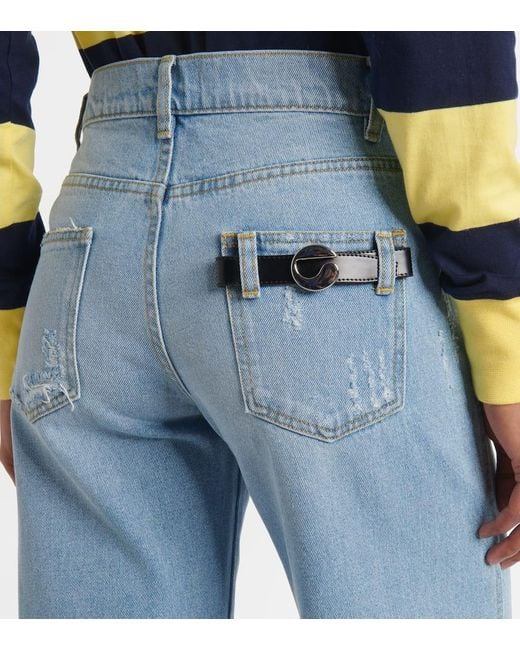 Jeans Anchos Con Piel Coperni de color Blue