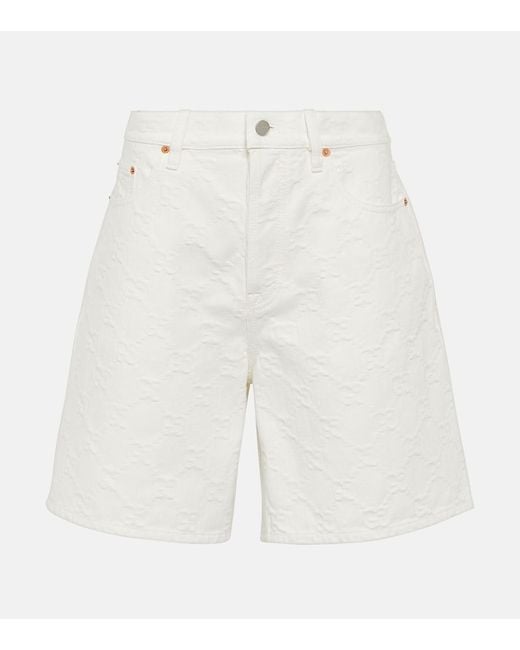 Gucci White High-Rise Bermuda-Shorts aus Denim