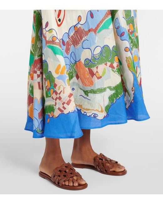 ALÉMAIS Blue X Nadia Hernandez Maxikleid Aus Leinen