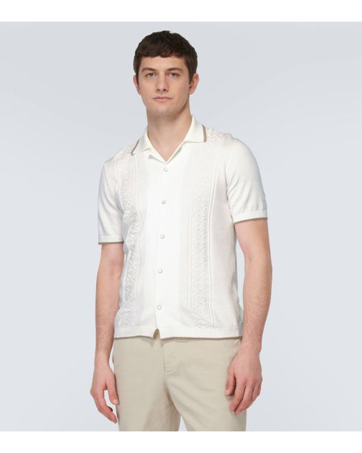 Brunello Cucinelli White Knitted Cotton Shirt for men