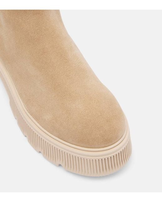 Bogner Natural Turin Shearling-Trimmed Suede Ankle Boots