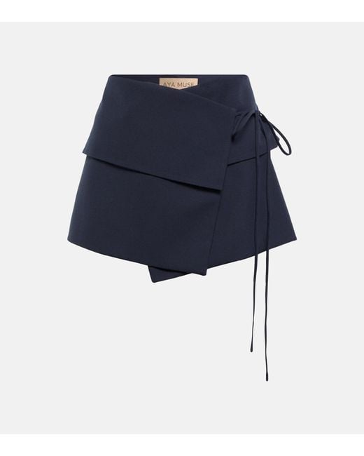 AYA MUSE Blue Eury Wool-blend Miniskirt