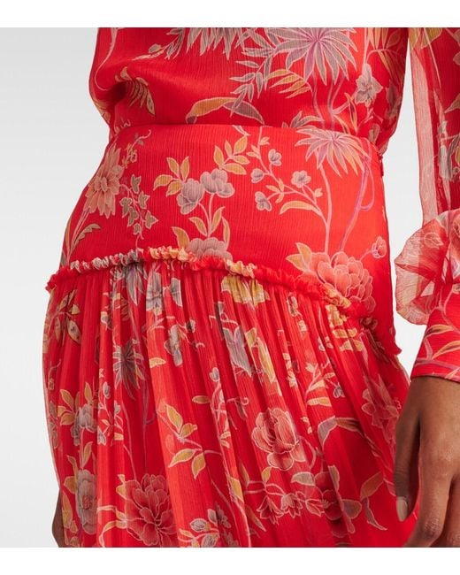 Etro Floral Tiered Silk Maxi Skirt
