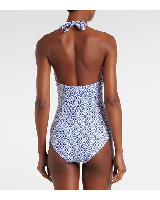 Heidi Klein Blue Cape Cod Printed Halterneck Swimsuit