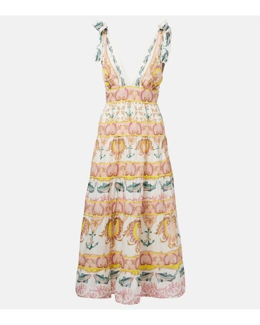 FARM Rio Women's Pink Maritime Magic Printed Midi Dress FARM Rio Women's Pink Maritime Magic Printed Midi Dress