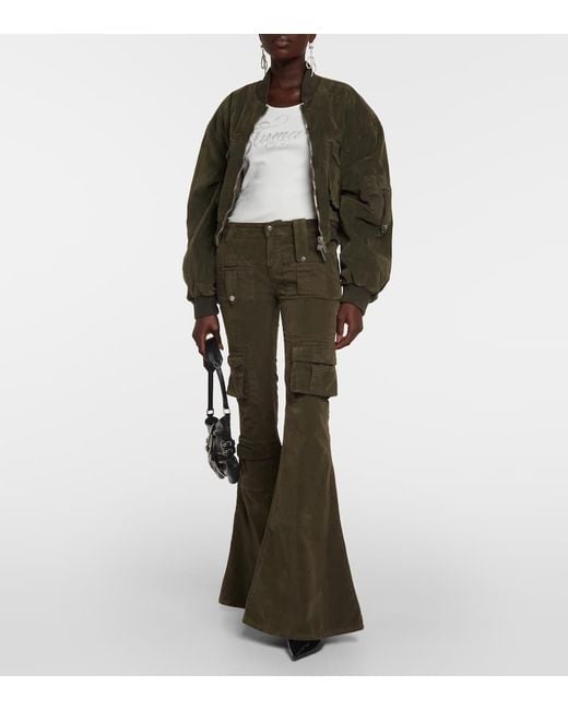 Blumarine Brown Low-Rise Velvet Flared Cargo Pants