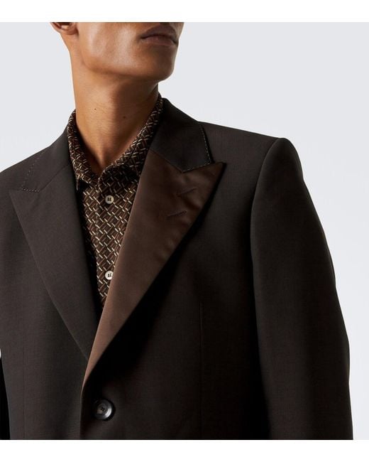 Wales Bonner Black Atto Satin-Trimmed Virgin Wool Blazer for men