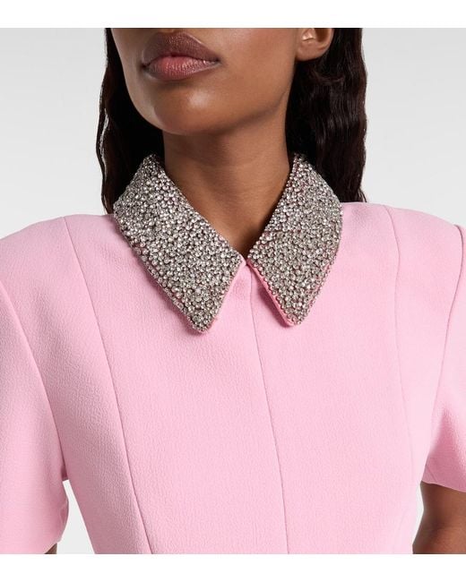 Rebecca Vallance Pink Xena Embellished Crepe Midi Dress