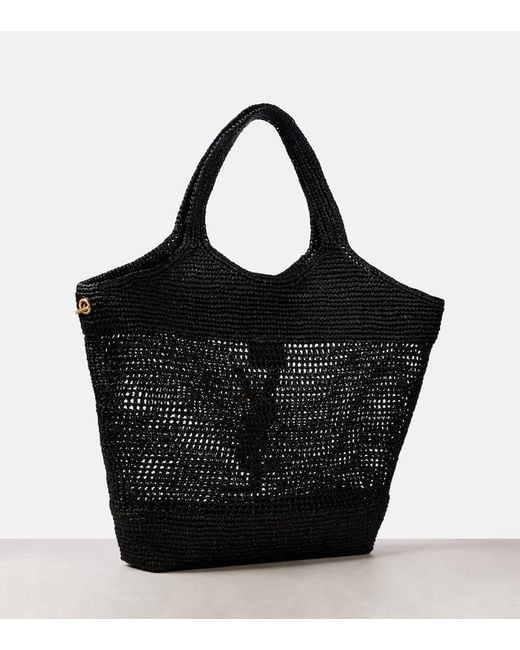Saint Laurent Icare Cassandre Maxi Crochet Raffia Tote Bag