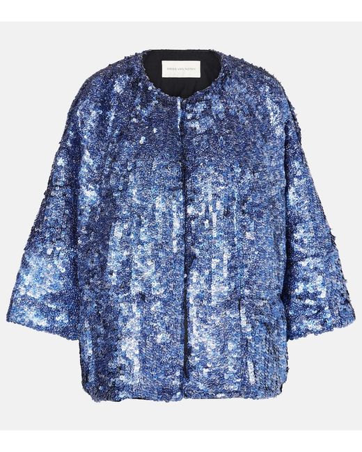 Dries Van Noten Blue Sequined Jacket