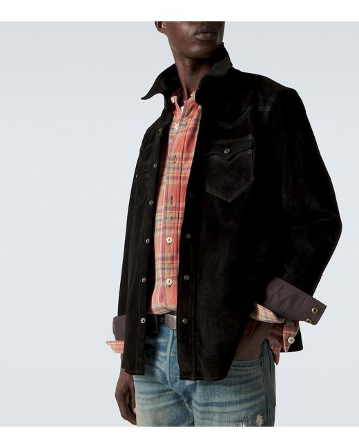 RRL Black Suede Western Shirt for men