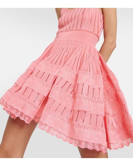 Alaïa Pink Knitted Mini Dress