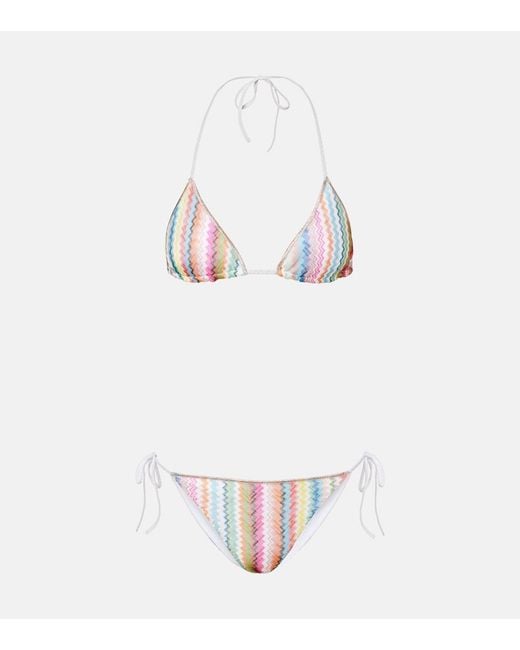 Missoni White Zigzag Lame Bikini
