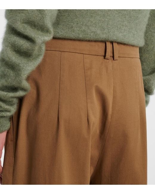 The Row Brown Igor Cotton And Cashmere Wide-Leg Pants