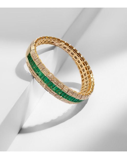 SHAY Metallic 18Kt Bracelet With Diamonds And Emeralds
