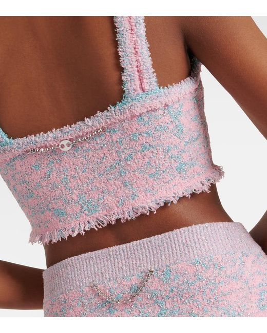 Rabanne Pink Cropped-Top aus Tweed