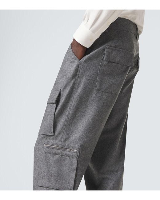 Brunello Cucinelli Gray Virgin Wool Cargo Pants for men