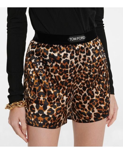 Tom Ford Black Leopard-Print Shorts