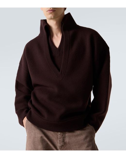 Bottega Veneta Brown Ribbed-Knit Wool Sweater for men