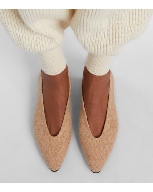 Loro Piana Natural Rebecca Herringbone Ballet Flats